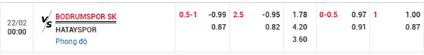 Tỷ lệ Bodrum vs Hatayspor