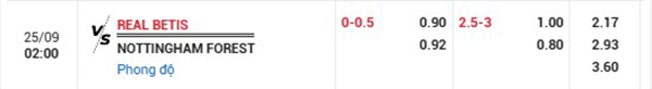 TLReal Betis vs Nottingham